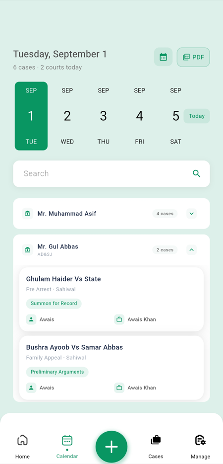 Hearing Calendar